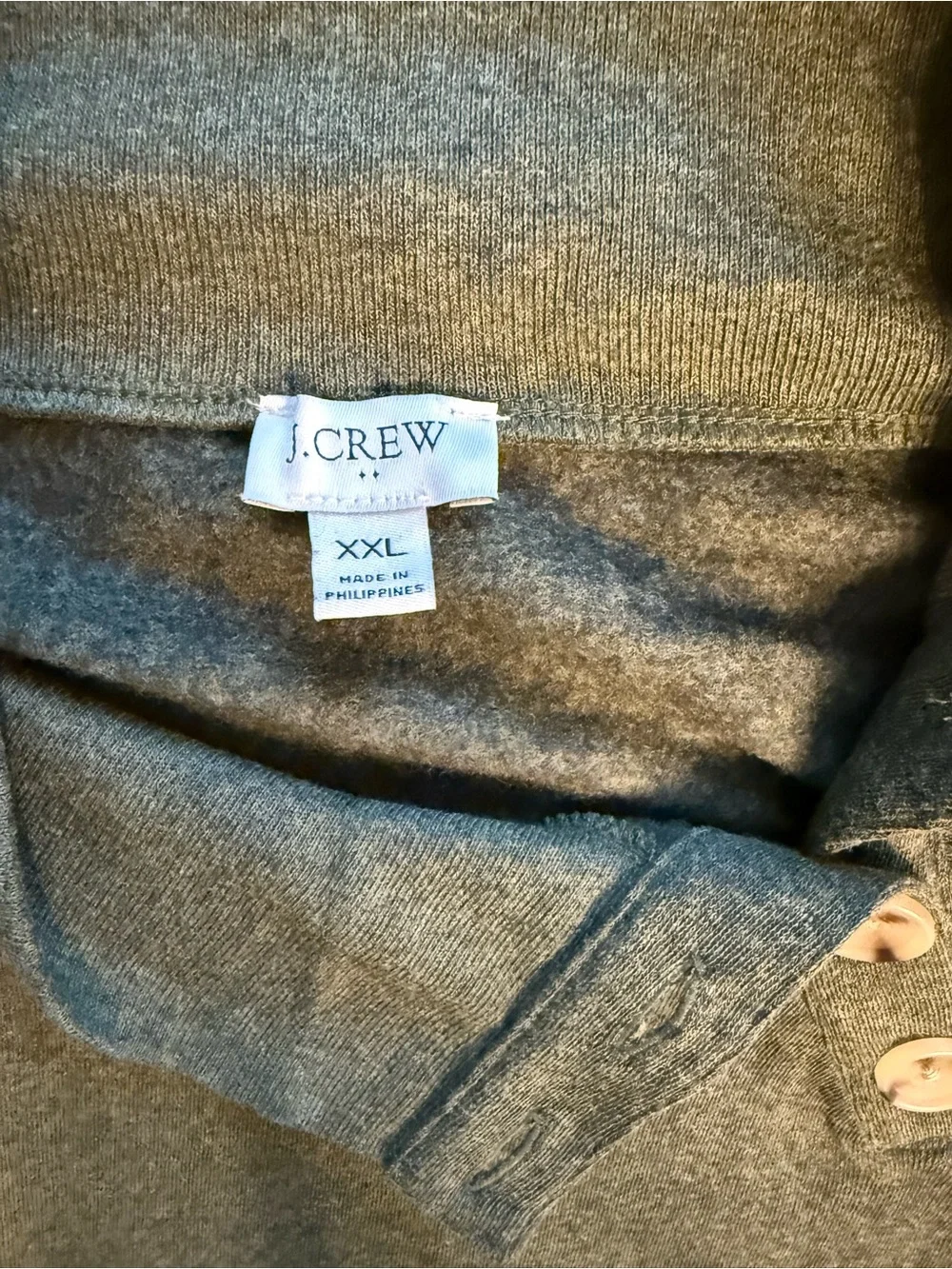 J. Crew Gray Button-Neck Knit Sweater